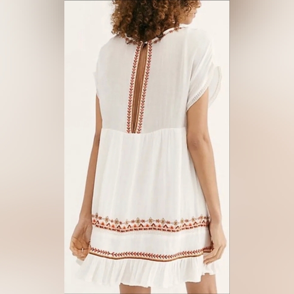 White and Orange Embroidered Dress - Picture 13 of 14